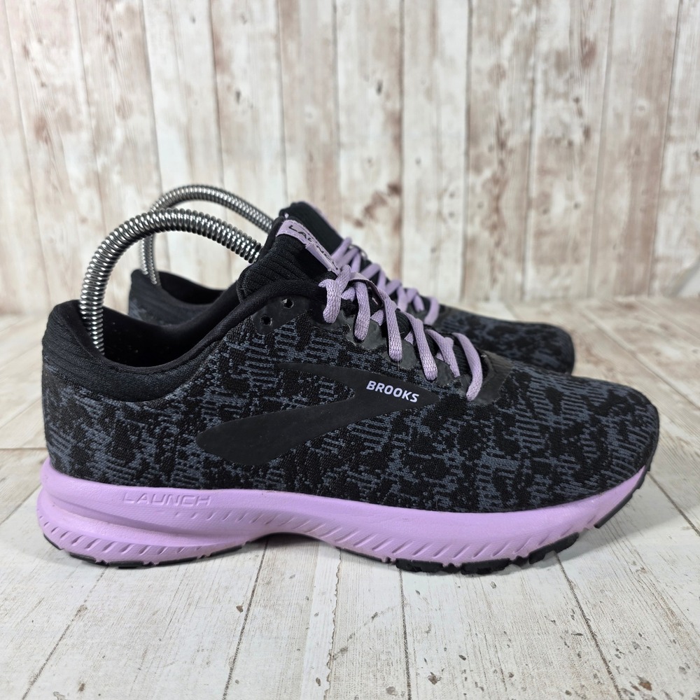 Brooks Launch 6 Womens Running Shoes Black Purple Gray 1202851B092 Size 6.5